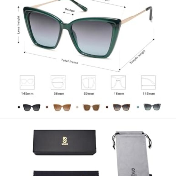 Oversized Square Cat Eye Sunglasses Polarized UV Protection Retro main image 3